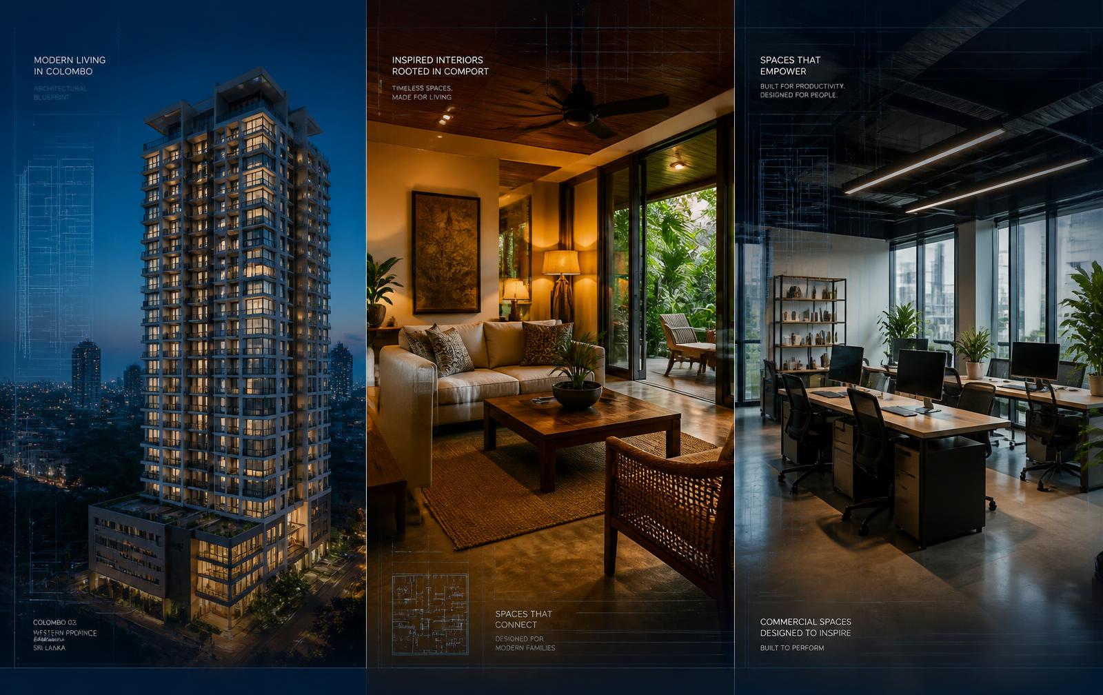 Sri Lankan home interior, modern office and local shop